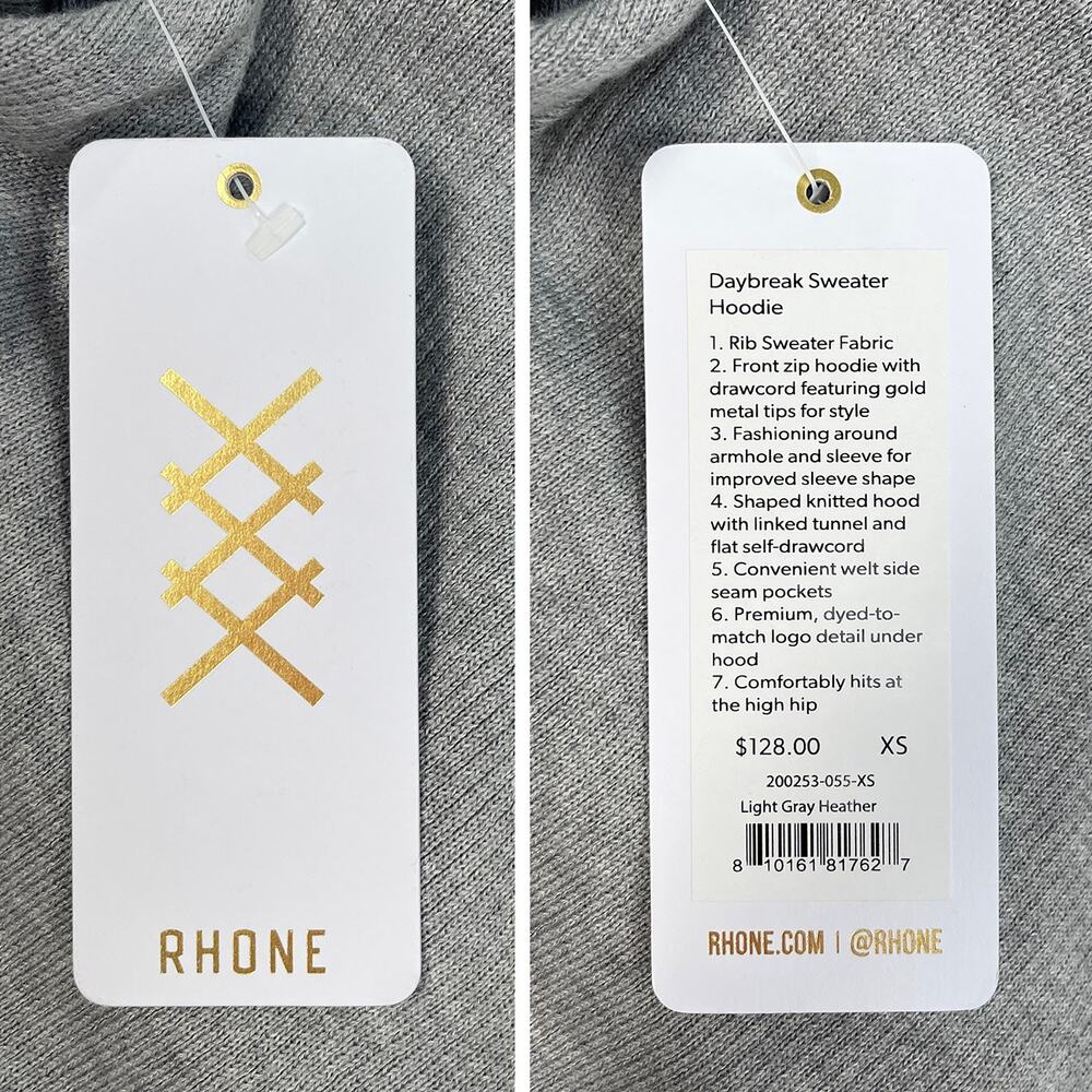 Rhone Daybreak Sweater Knit Hoodie Sz XS New $129 Light Gray Heather Relaxed Fit - Picture 10 of 13